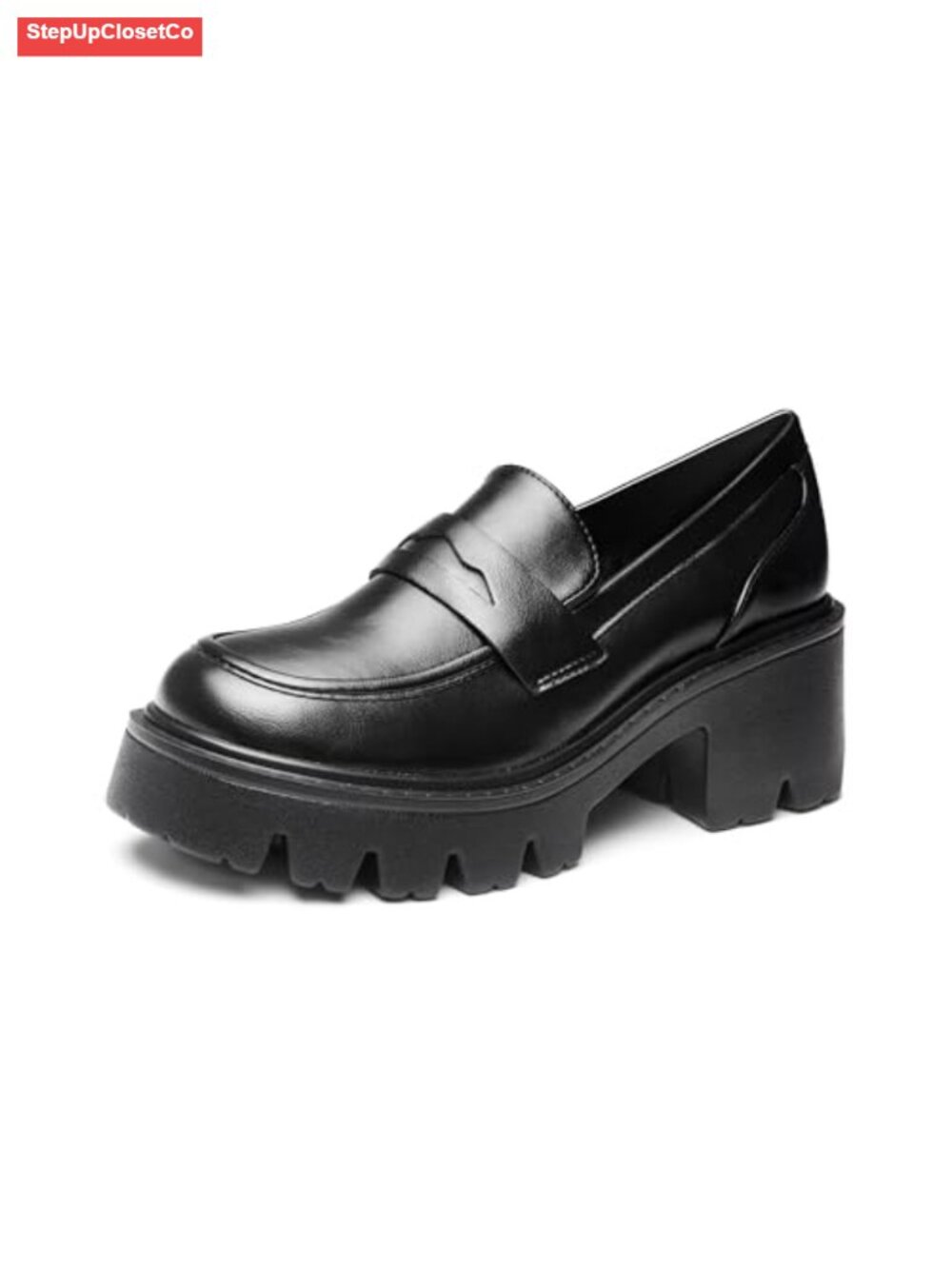 Elvora Women's Platform Penny Loafers Slip-On Patent Leather Chunky Work Shoes